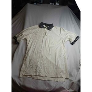 Ash City Pro-Collection Mens Large Polo Shirt Cream Cotton Patterned Collar